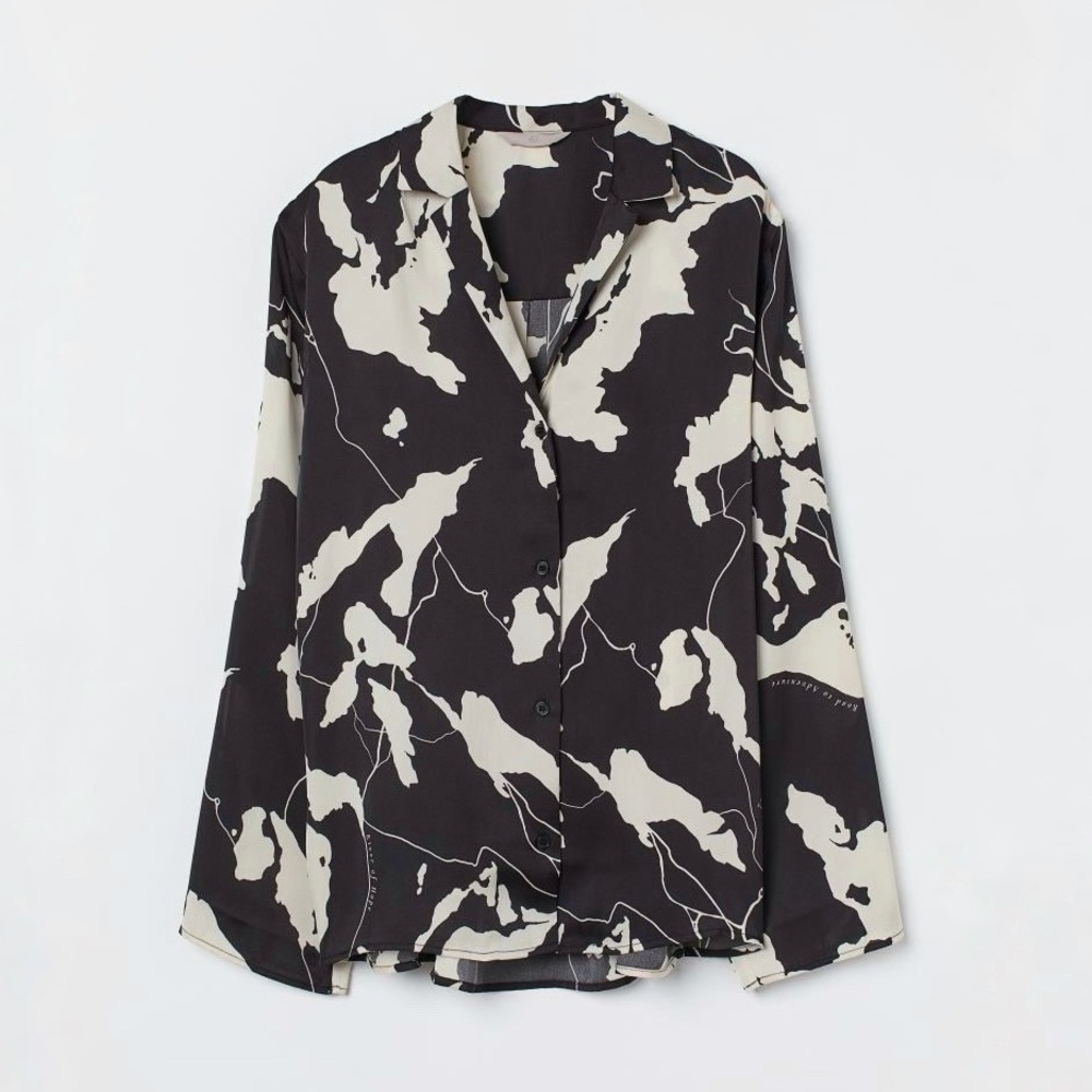 Satin Abstract Floral Resort Shirt